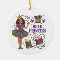 Personalized Photo Bead Princess - Mardi Gras Ceramic Ornament