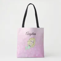 Pink Blonde  Mermaid Personalized Tote Bag