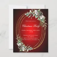 Cone pine red gold Christmas Party invitation