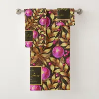 Magenta Gold Christmas Pattern#29 ID1009 Bath Towel Set