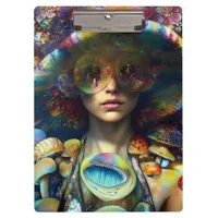 Mushroom Visions Trippy Retro Art Clipboard