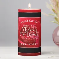 Elegant 26th Rose Wedding Anniversary Celebration Pillar Candle