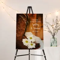 White Daisies Cowboy Boots Country Western Wedding Foam Board