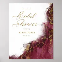 Marble Glitter Bridal Shower Burgundy Gold ID644 Poster