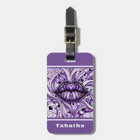 Cool Doodle Art Purple White Black Luggage Tag