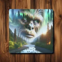Bigfoot, Mountains, River and Forest Metal Print