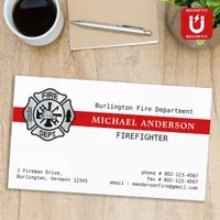 Custom Firefighter Fire Station Red Line Logo Business Card Magnet