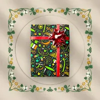 Faux Neon St. Patrick’s Day Irish Icon Pattern Wrapping Paper