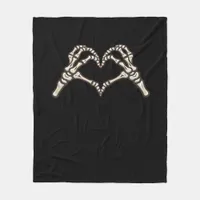 Skeleton Hand Hearts Design Fleece Blanket