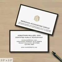 Professional White Black Border Business Card