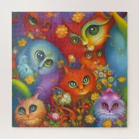 Colorful Crazy Kitty Cat Kitten Collage Jigsaw Puzzle