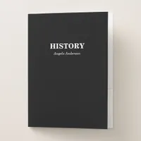 Personalized Black School Subject Pocket Folder