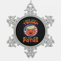 Hocus Pocus  Is Still My Potus Trumpkin Halloween  Snowflake Pewter Christmas Ornament