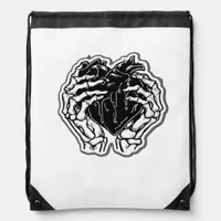 Skeleton Heart Hands Funny Playful Mood Drawstring Bag