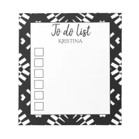 Tribal Ethnic Monochrome Black & White To Do List Notepad