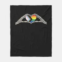 Bone Hands Heart Pride Progress Fleece Blanket