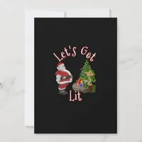 Let's Get Lit Santa Christmas Tree Design Holiday Card