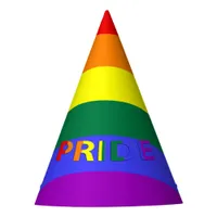 LGBT Rainbow Pride Flag & Pride Text Party Hat