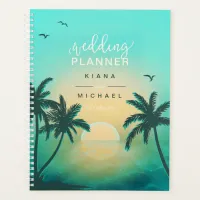 Tropical Isle Sunrise Wedding Plans Teal L2 ID581 Planner