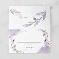 Dreamy Purple Leaves Watercolor Border Wedding Place Card