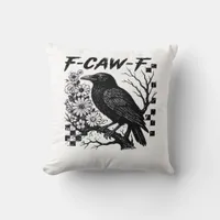 F-Caw-F Halloween Bird Throw Pillow