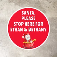 Santa Stop Here Names red White Christmas Floor Decals