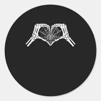 Skeleton Heart Hands Spiderweb Halloween Spooky Wo Classic Round Sticker