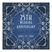 Elegant Classy Blue and Silver Wedding Anniversary Poster