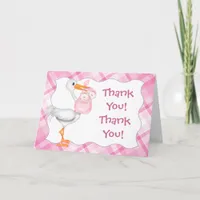 Stork & Twin Girls Thank You Card