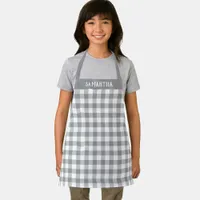 Rustic White Gray Buffalo Plaid Pattern Custom Apron