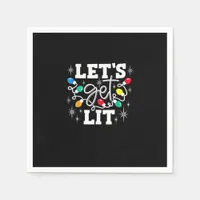 Let's Get Lit Drinking Santa Hat Christmas Lights  Napkins