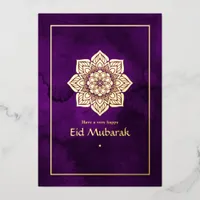 Eid Mubarak Purple and Gold Foil Holiday Card