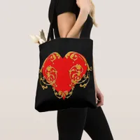 Bold Romantic Valentine Red Goth Heart Tote Bag