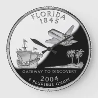 Faux Florida State Quarter Large Clock