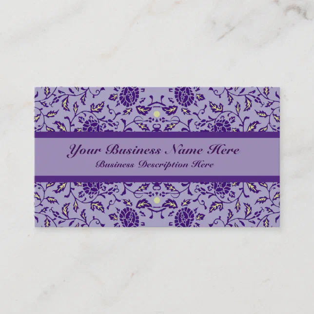 Elegant Flowery Purple Damask Business Card