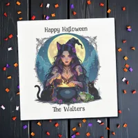 Personalized Witch and Cauldron Halloween Napkins