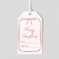 Elegant Red Bow Customizable Minimalist Christmas  Gift Tags