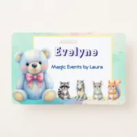 Kids Party Planner Pastel Teddy Bear QR Code Logo Badge