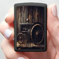 Vintage Tractor in Rustic Barn Zippo Lighter