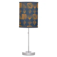 Bold Caribbean Tribal Mudcloth: Navy Blue, Gold Table Lamp