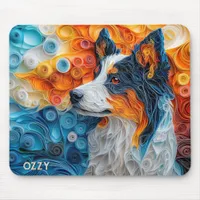 Colorful Australian Shepherd Dog Portrait Mouse Pad