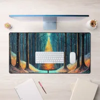 Iridescent Holiday Dream 🎄 Glowing Christmas Tree Desk Mat