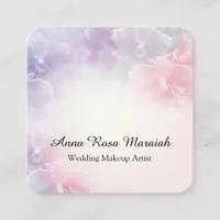 *~* Elegant  . Macro Photo Lavender Pink Flower Square Business Card