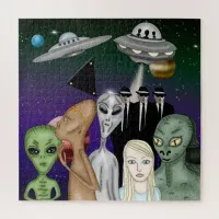 Different Alien Species, UFO, Planets Artwork   Jigsaw Puzzle