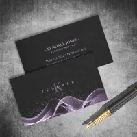 Light Wave and Stardust Monogram Lavender ID781  Business Card