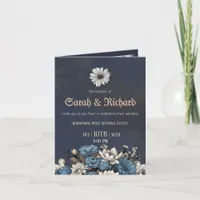 Moody Blue Floral Custom Photo Wedding  Invitation