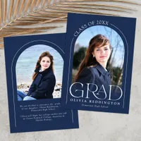 Navy Blue Modern Typography 2 Photo Arch Grad Announcement