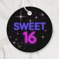 Neon Glow Sweet 16 Name ID760 Favor Tags