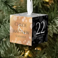 Elegant 22nd Copper Wedding Anniversary Cube Ornament