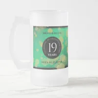 Elegant 19th Jade Wedding Anniversary Celebration Frosted Glass Beer Mug